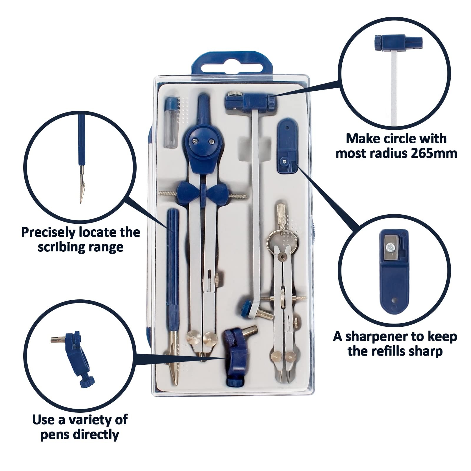 CIOUYAOS 7-Piece Geometry Set – Metal Compass with Wheel and Lock -…