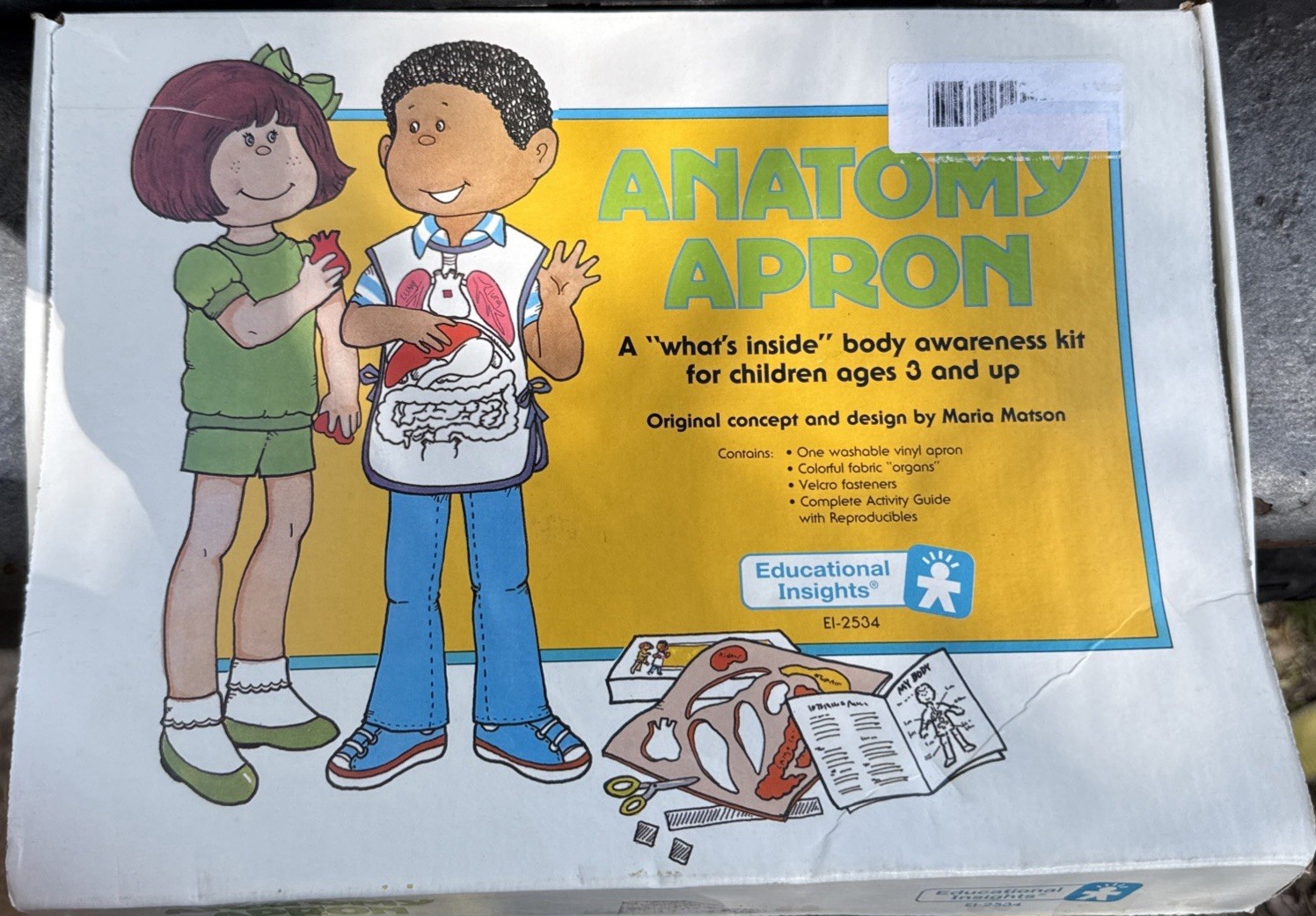 Vintage Anatomy Apron Body Awareness Kit with Fabric Organs educational Toy
