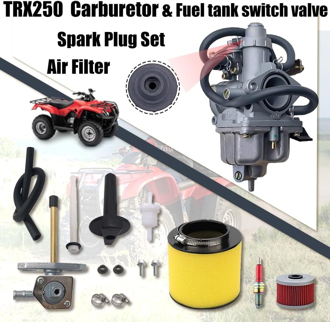 Recon 250 Carburetor with Fuel Tank Petcock Valve Set Fits for Honda TRX 250 Rec