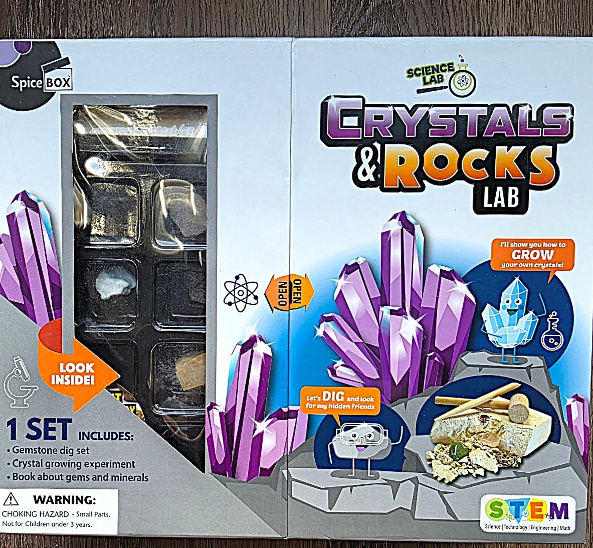 CRYSTALS & ROCKS LAB KIT, SPICEBOX STEM, MINERALS, GEMSTONES, CRYSTALS NIB
