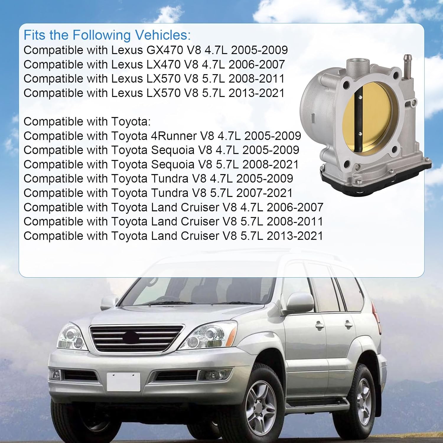 Electronic Throttle Body for Lexus Toyota V8 4.7L 5.7L