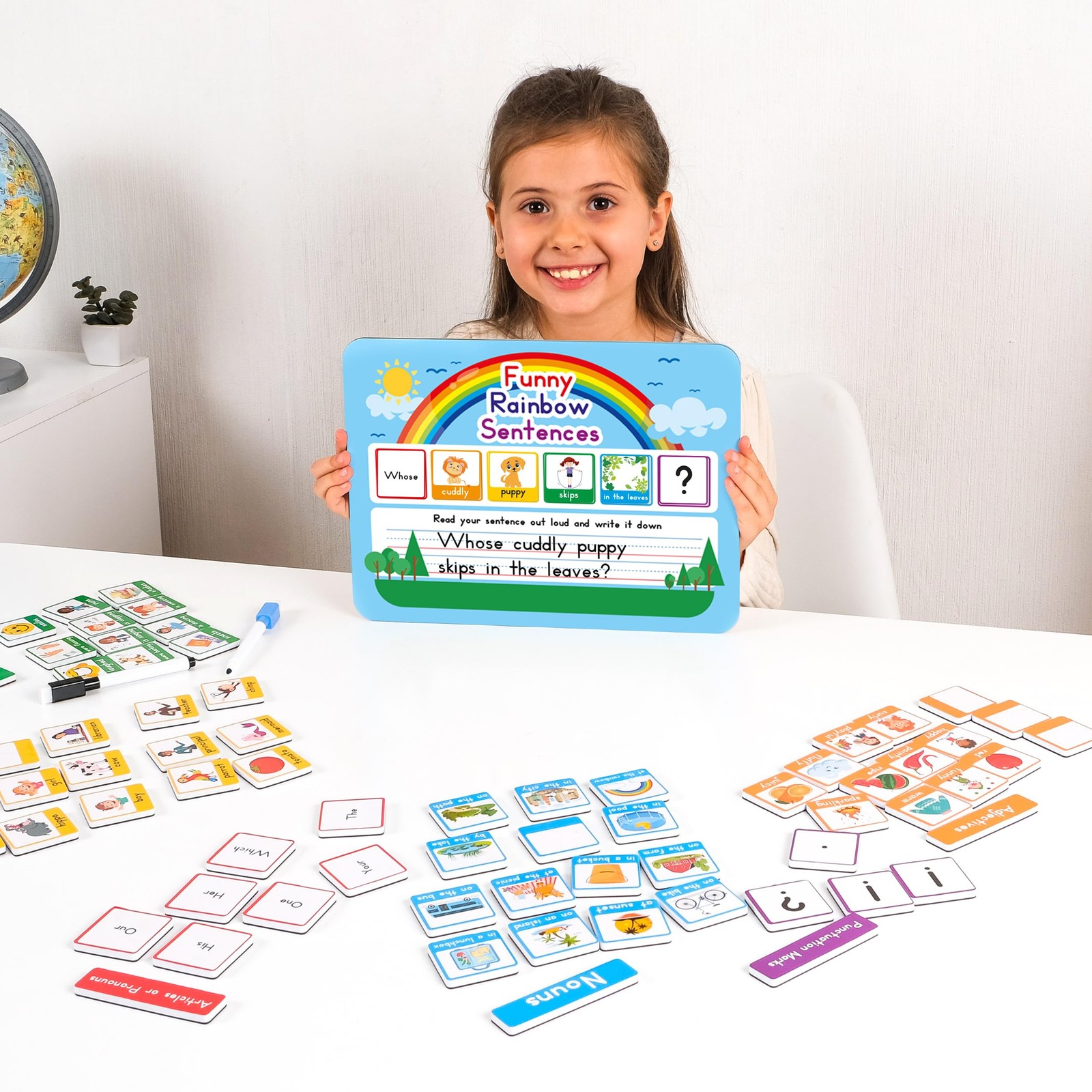 110-Piece Sentence Building Kit for Kids, Speech & Spell Games, Word Magnets