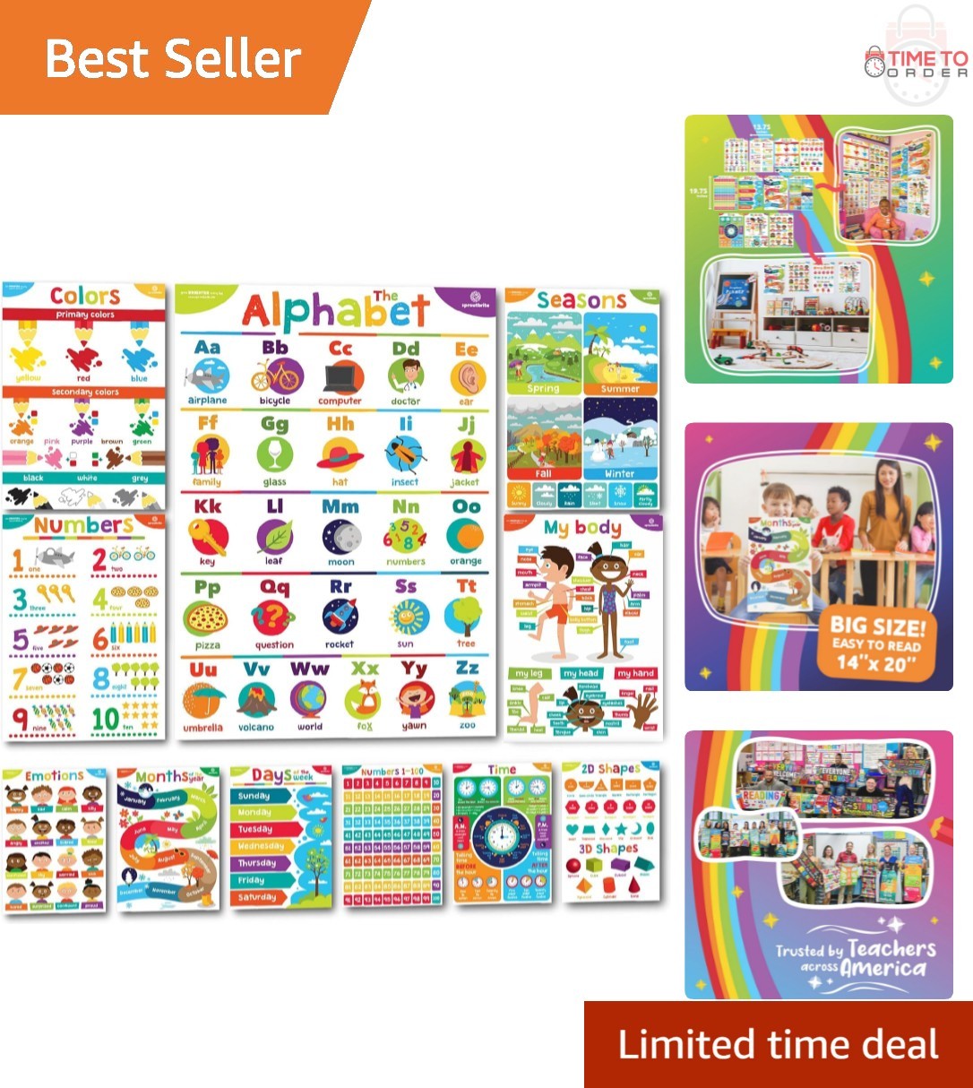 Educational Posters for Toddlers Classroom Wall Decor Preschool Learning Chart
