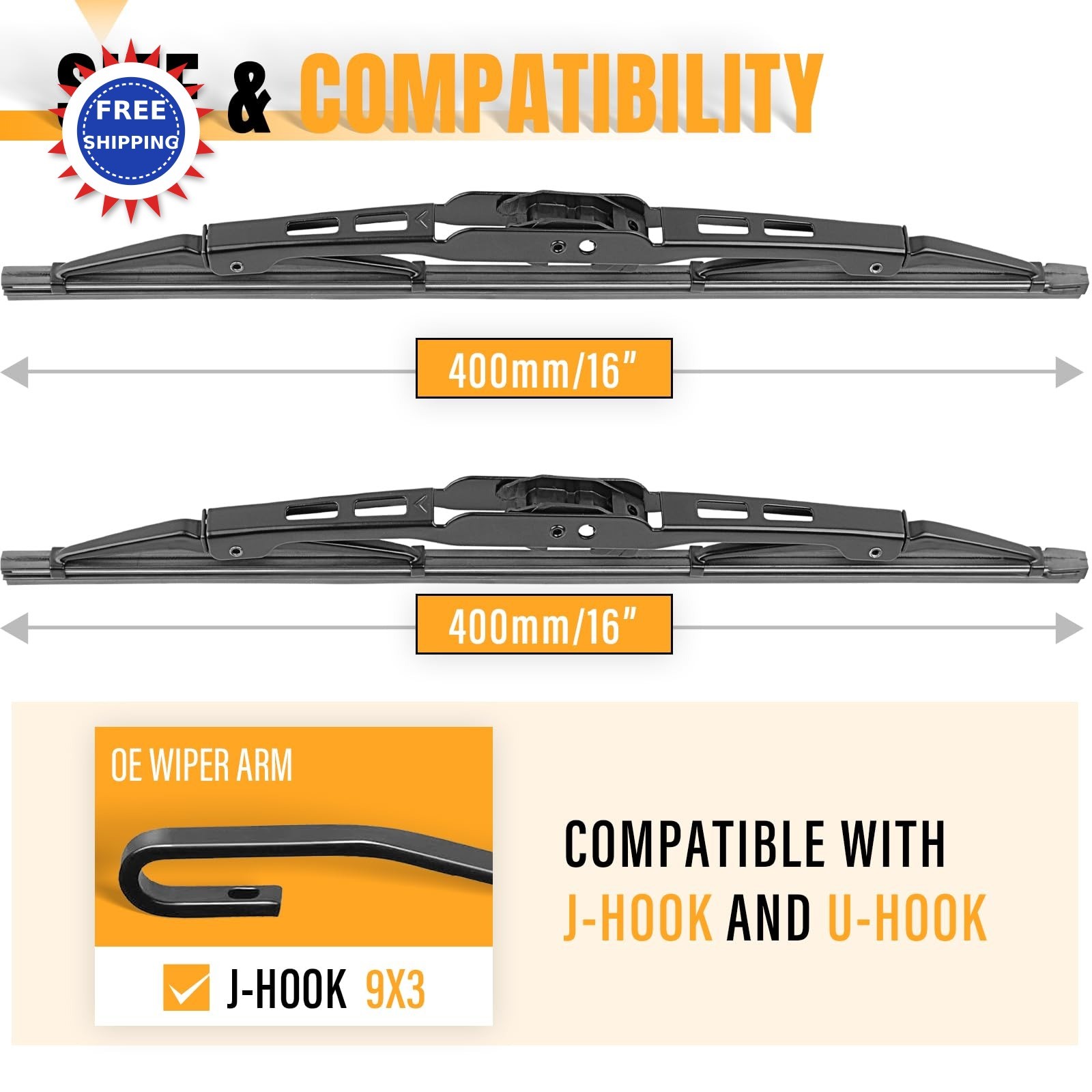 AUTOBOO 16+16 Wiper Blades Replacement Jeep Wrangler JL Front Windshield wipers