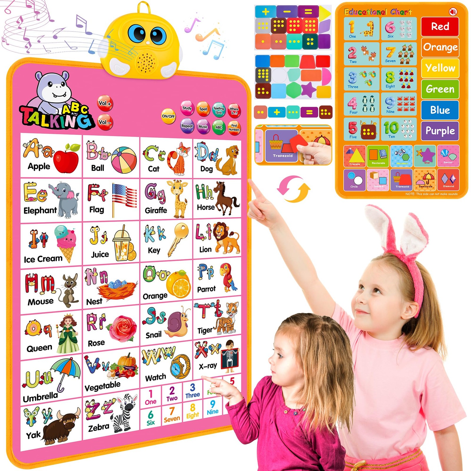 Interactive Alphabet Wall Chart, 16 inches x 24 x 0.04 inches, Pink
