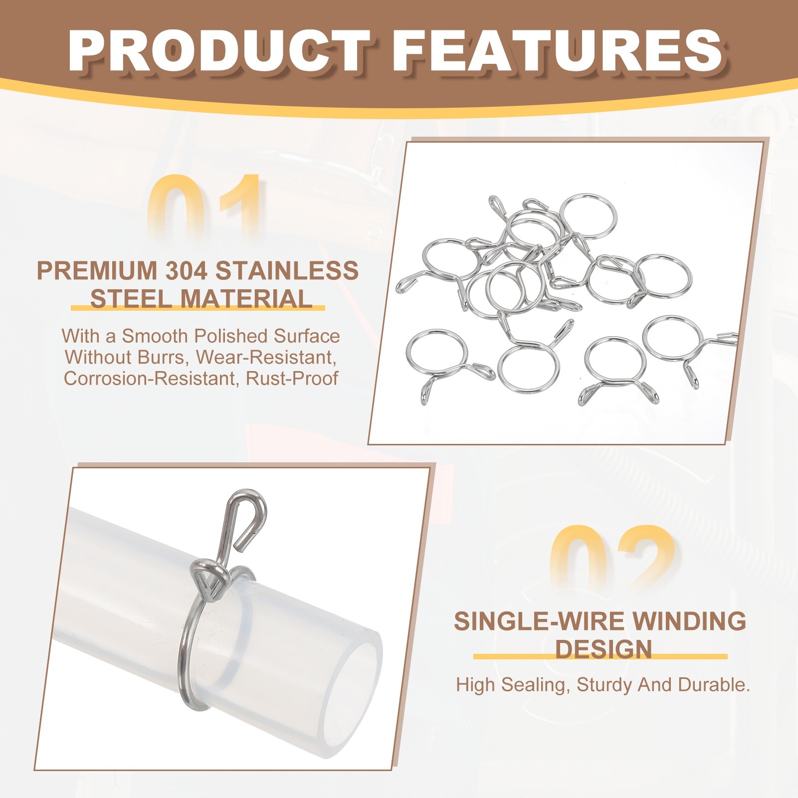 32 Pcs Wire Spring Hose Clamp for 5.8-6.2mm OD 0.2″(5mm) ID Silver
