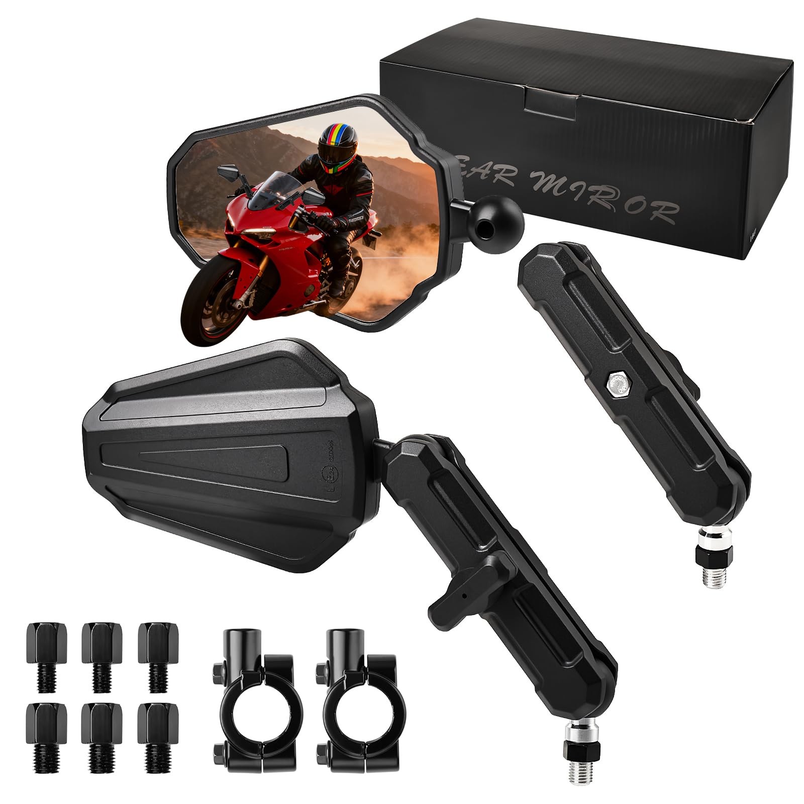 Nifeida Adventure Motorcycle Mirrors, 8/10MM Screw Easy to Install Universal Rea