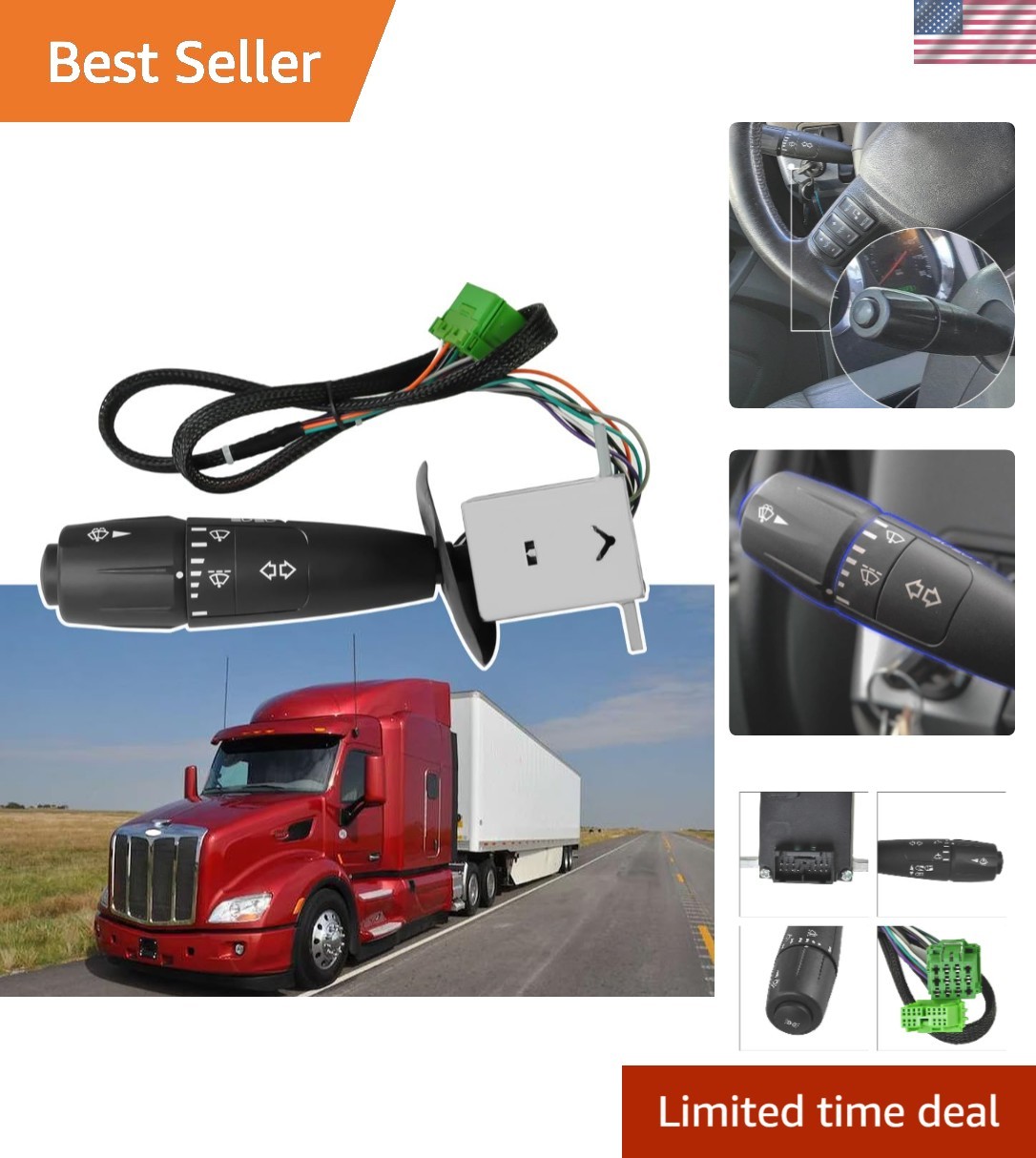 P27-1067 Turn Signal Switch with 8 Wires Compatible with Kenworth T680, T470,…