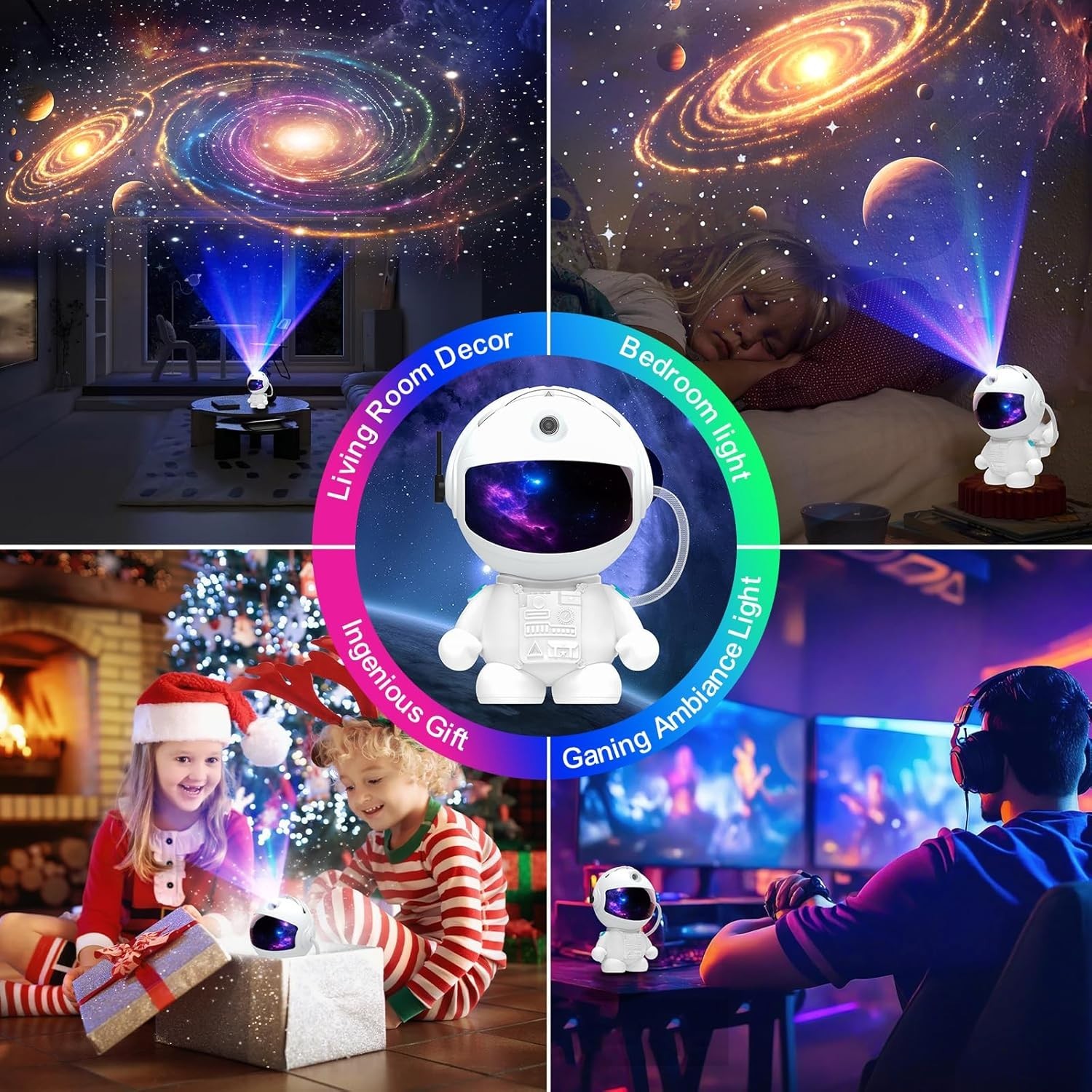 Astronaut Galaxy Projector: 12 HD Image Discs & Adjustable Brightness