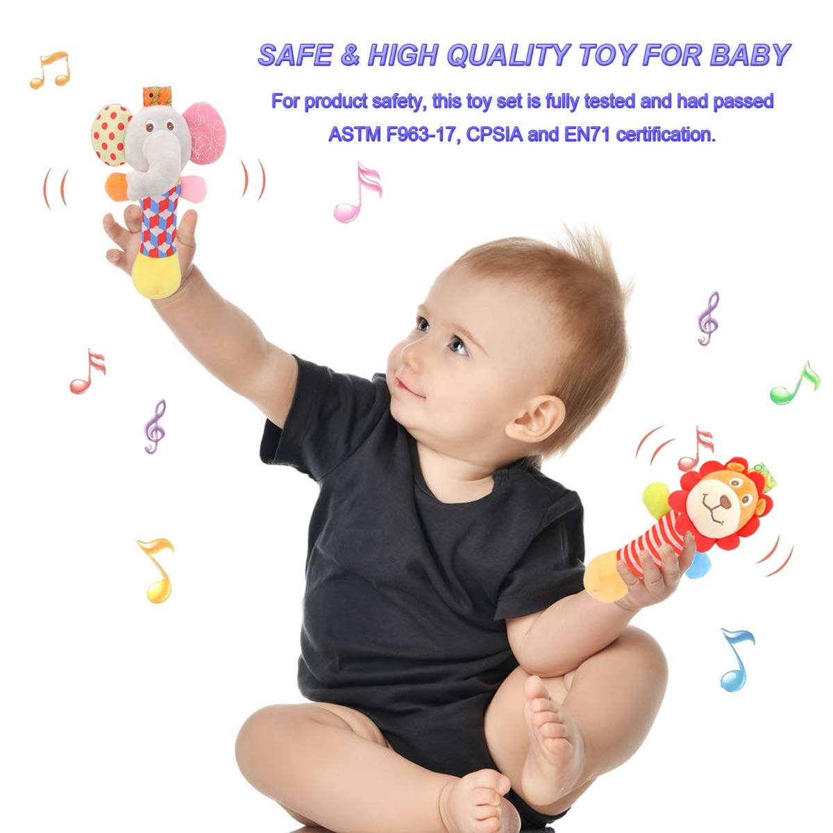 Wrist Rattles Foot Finder Rattle Toy for 0-4 Months Baby, Feet Leg multicolor