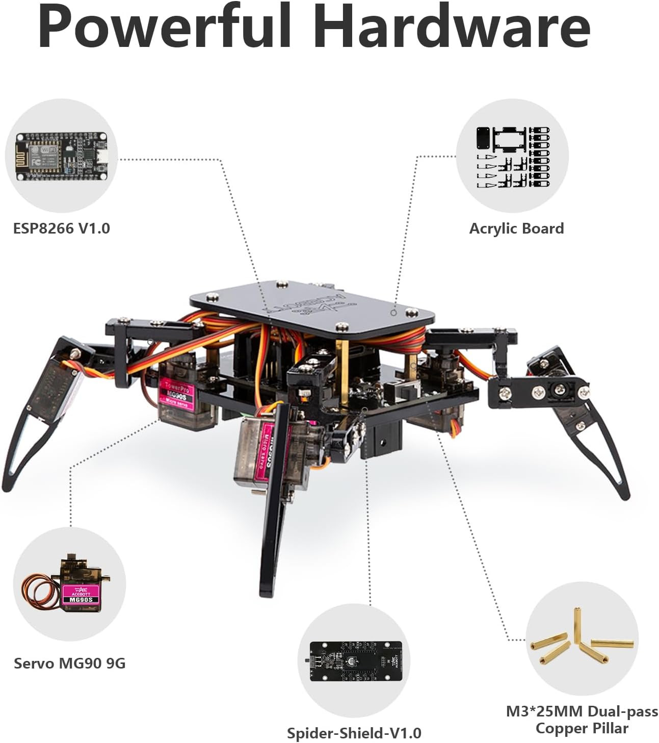 STEM Robotics Science Kits for Adults, ESP8266 Spider Robot Building Kit, App Re