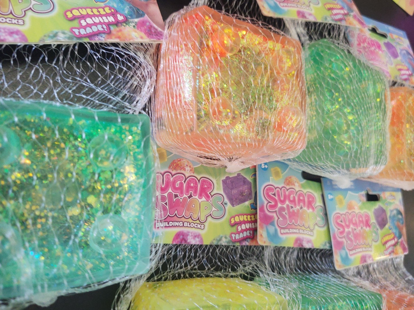 Lot Of 7 Sugar Swaps Building Blocks Glitter Squishy ORB NEW 🧡 💚 🟡