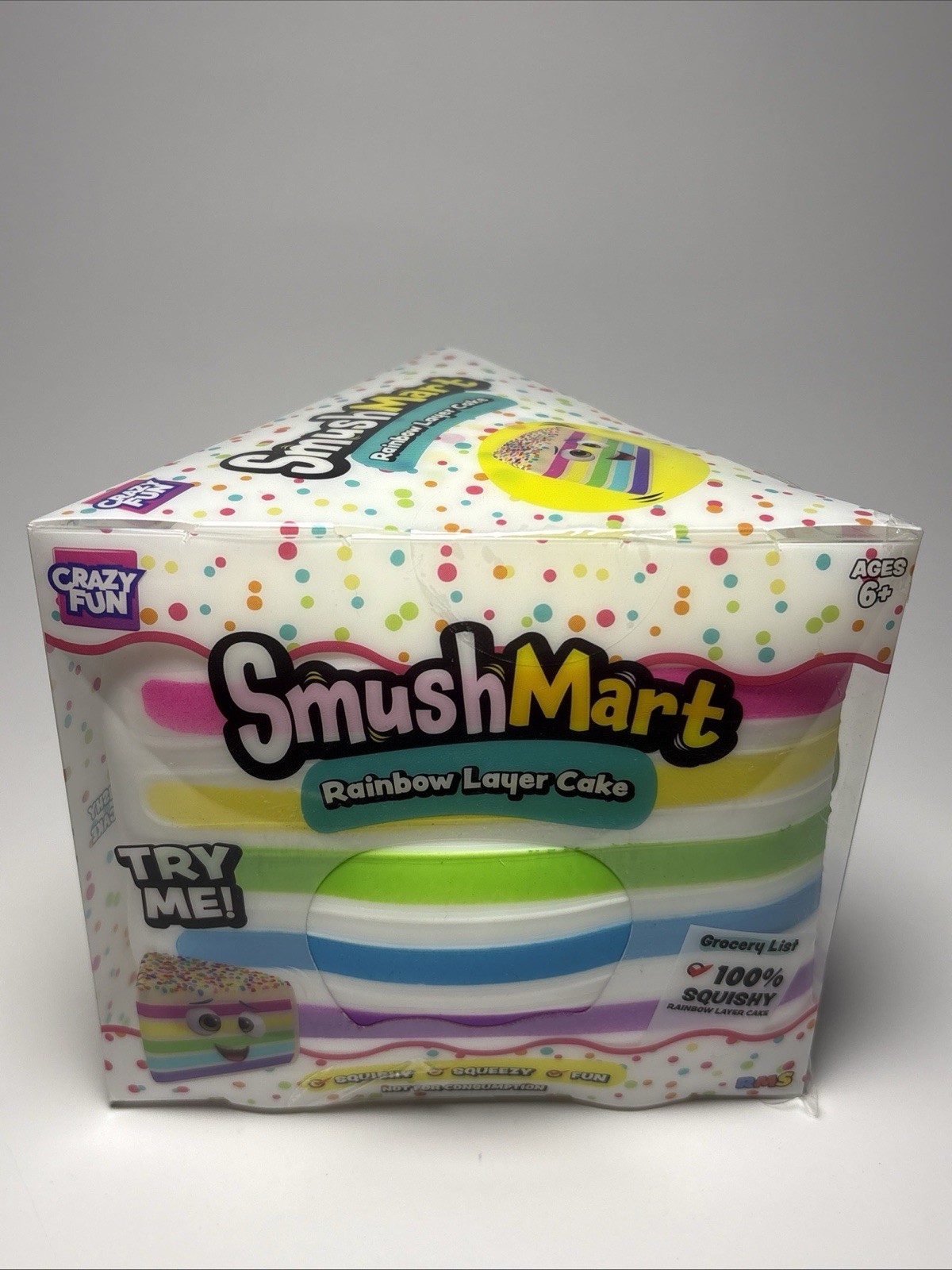 RMS Crazy Fun SmushMart Rainbow Layer Cake Squishy Squeeze Toy Slice