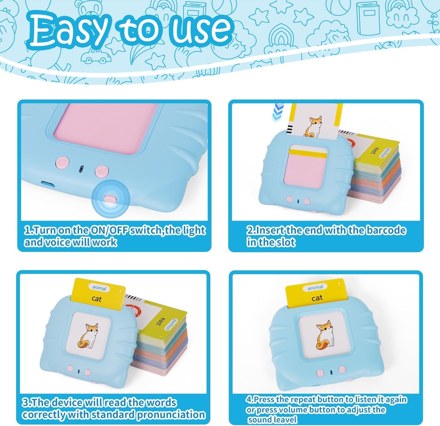510 Talking Flash Cards for Kids 2-4 – Pocket Speech Therapy Toys for Autism,