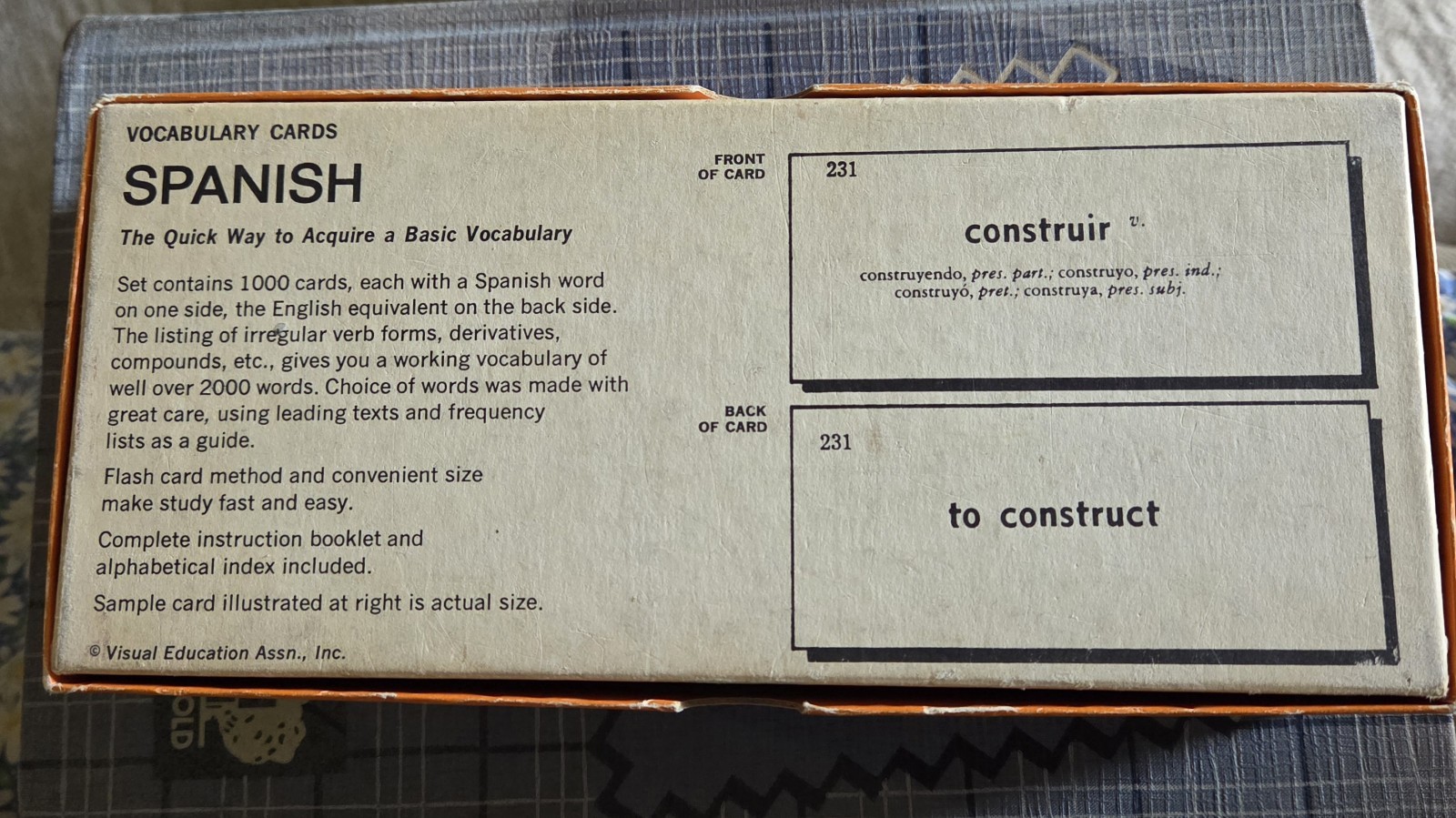 Vintage Spanish Vocabulary Flash Cards, Vis-Ed. 1,000 Boxed Card Set