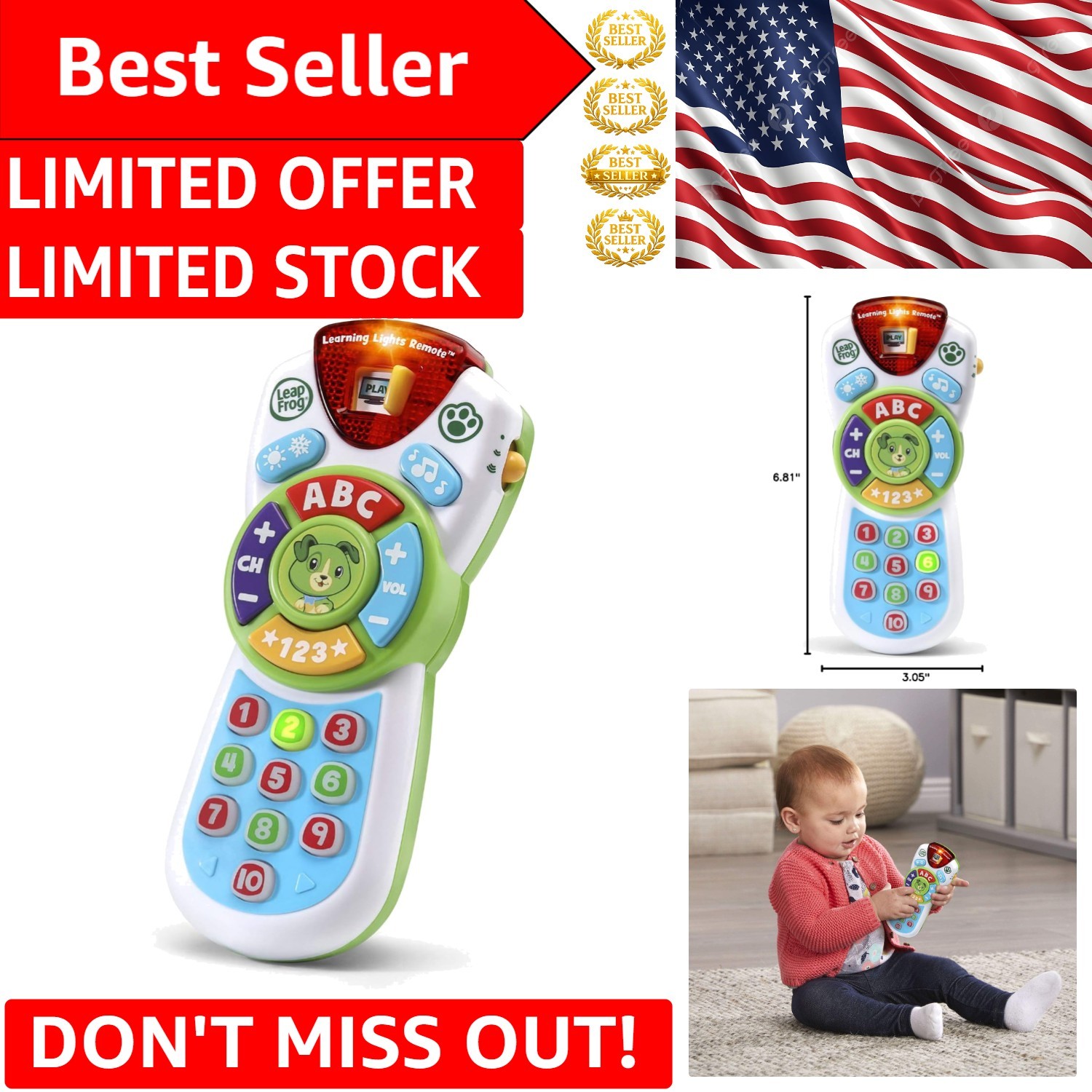 Scout’s Learning Lights Remote Deluxe – 17 Interactive Buttons for Toddlers