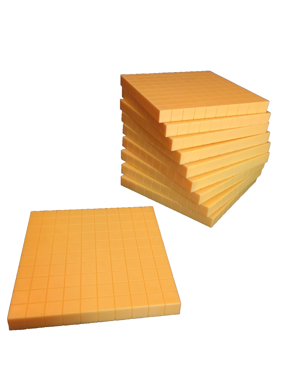 Lot of 10 Base Ten Blocks Flats 10×10 Yellow Math Manipulatives Teaching Aids