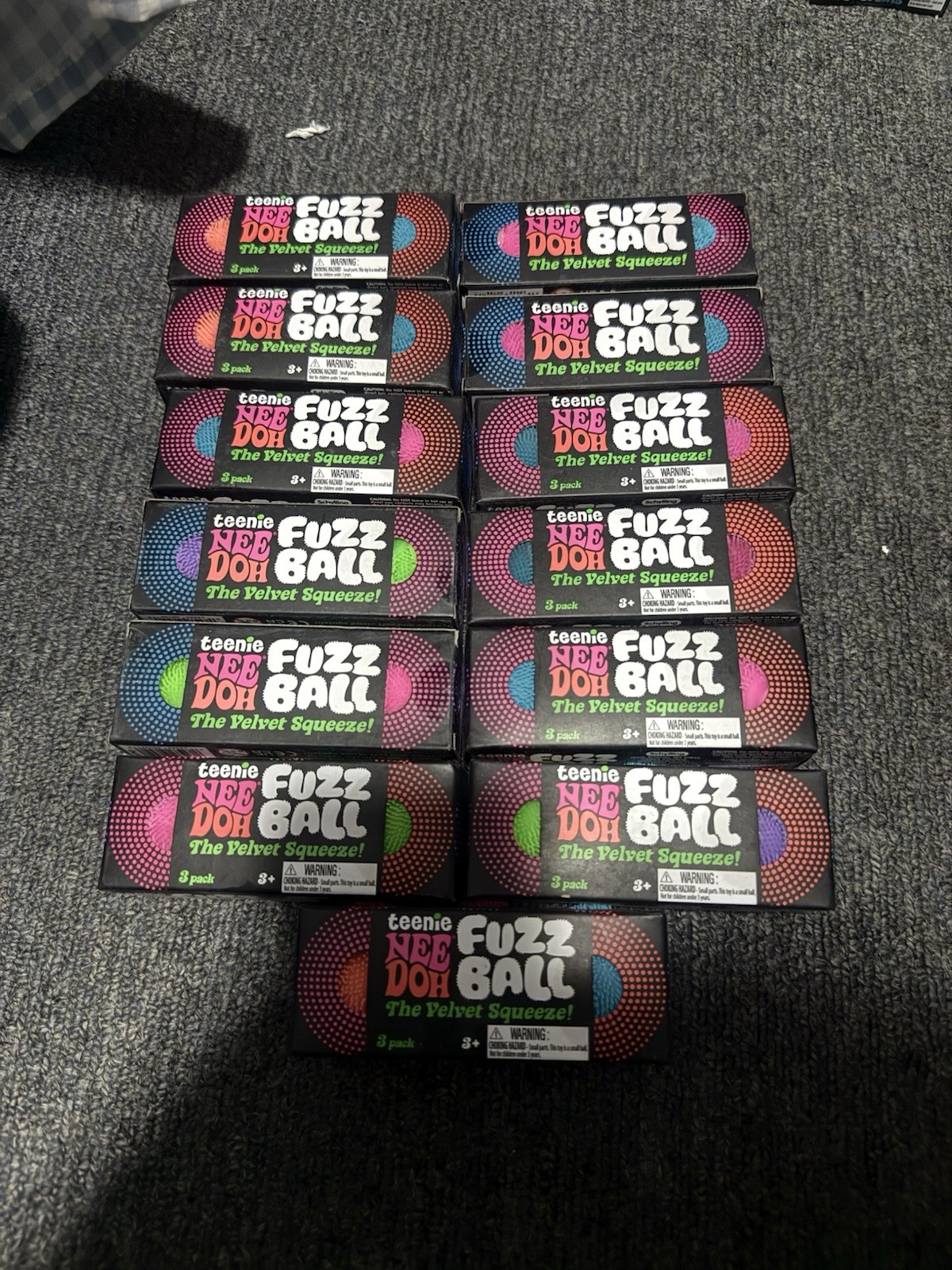 GENUINE NeeDoh Teenie Fuzz Ball 3 Pack Mini Nee Doh Fuzzball Lot Of 13