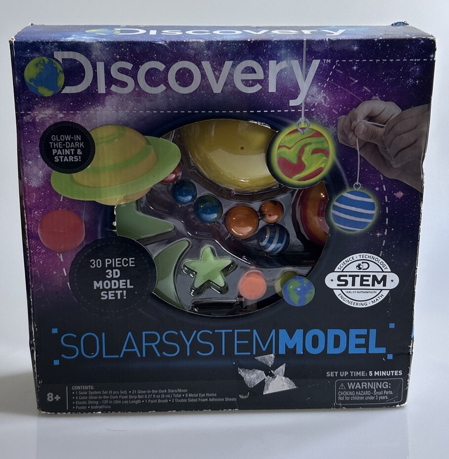 NIB Discovery Channel Kids STEM 3D Glow in Dark Solar System Stars Planet Kit