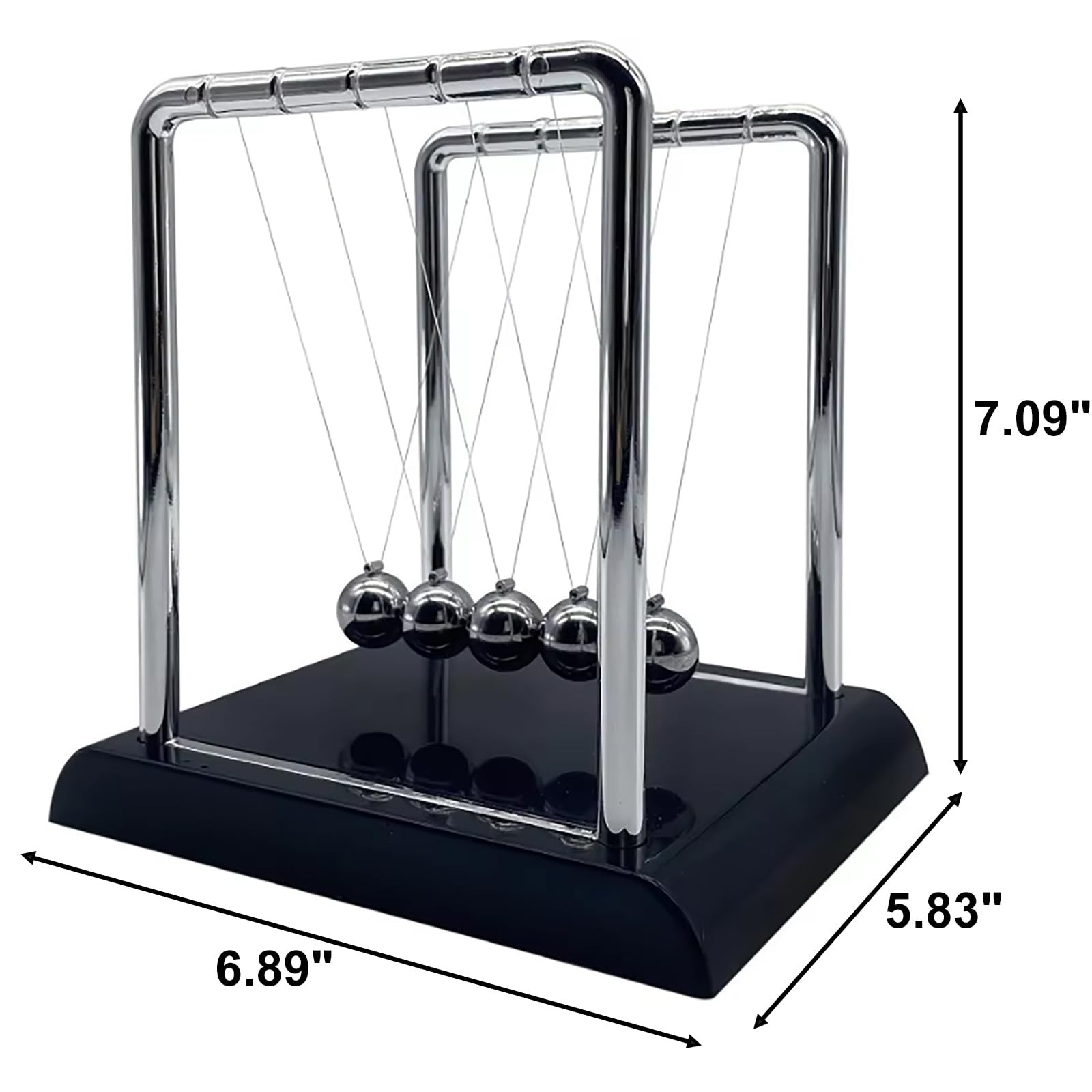 Newtons Cradle Balance Balls Large Black Desk Sculpture and Physics Toy Decor