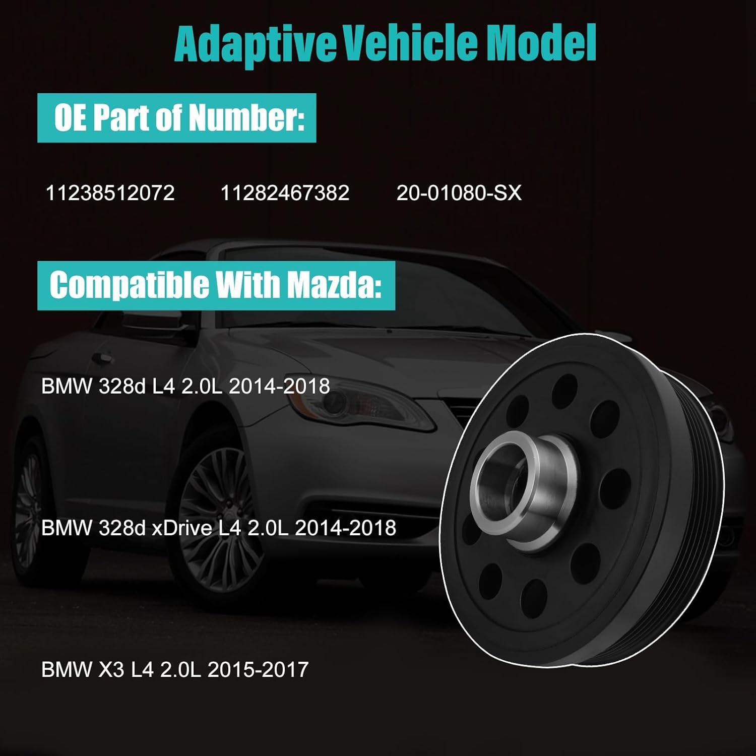 11238512072 Engine Harmonic Balancer Crankshaft Pulley (2.0L L4) Compatible with