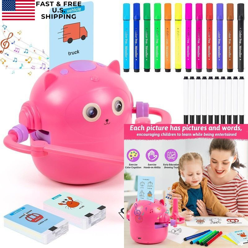 TREEFIA Drawing Robot for Kids, Kids 6 7 8 9 1 inch, Pink