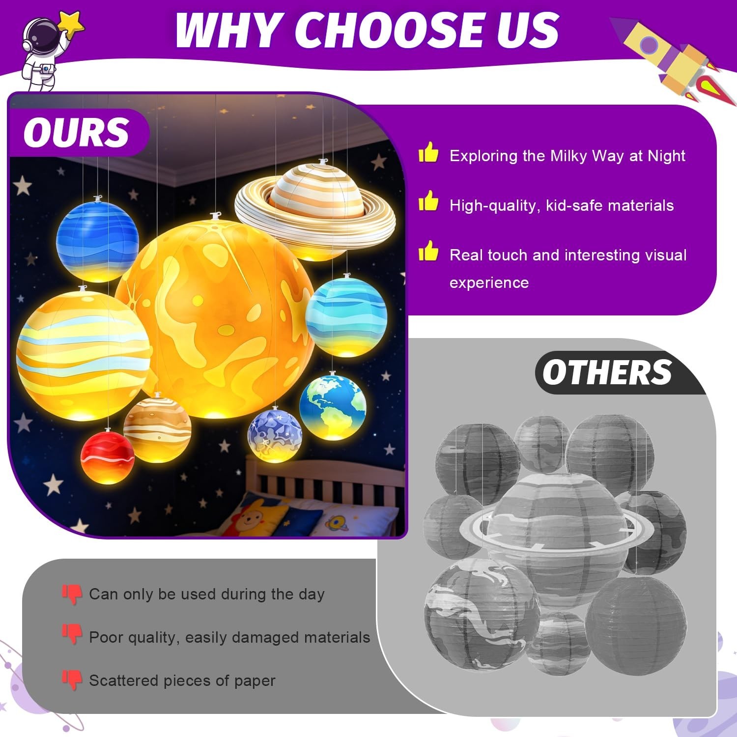 Inflatable Solar System Planets with Lights, 2026 Upgraded Inflatable Solar S…