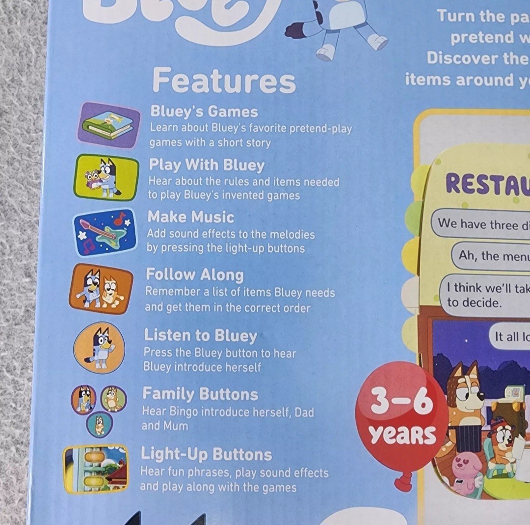 Blueys Book of Games Play Taxi, Hotel, Zoo, Claw Over 400+ Sound & Phrases Vtech