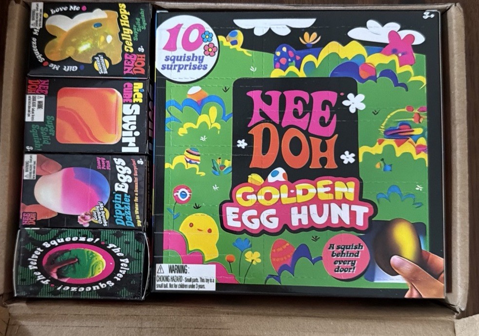 Sealed NEE DOH Golden Egg Hunt, Viral TikTok Fidget Toys, 10 Squishy Surprises
