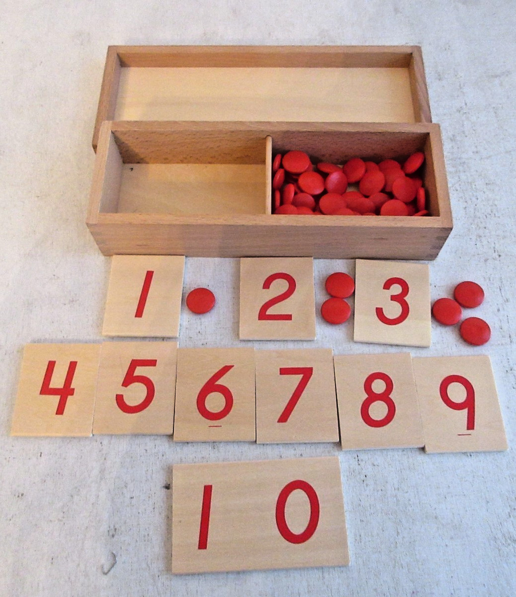 Montessori #s & Counters Wooden Educational Math Preschool Daycare Toy