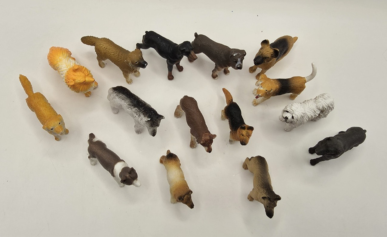 Lot of Toy Dog Figures Plastic 2.5″L Realistic