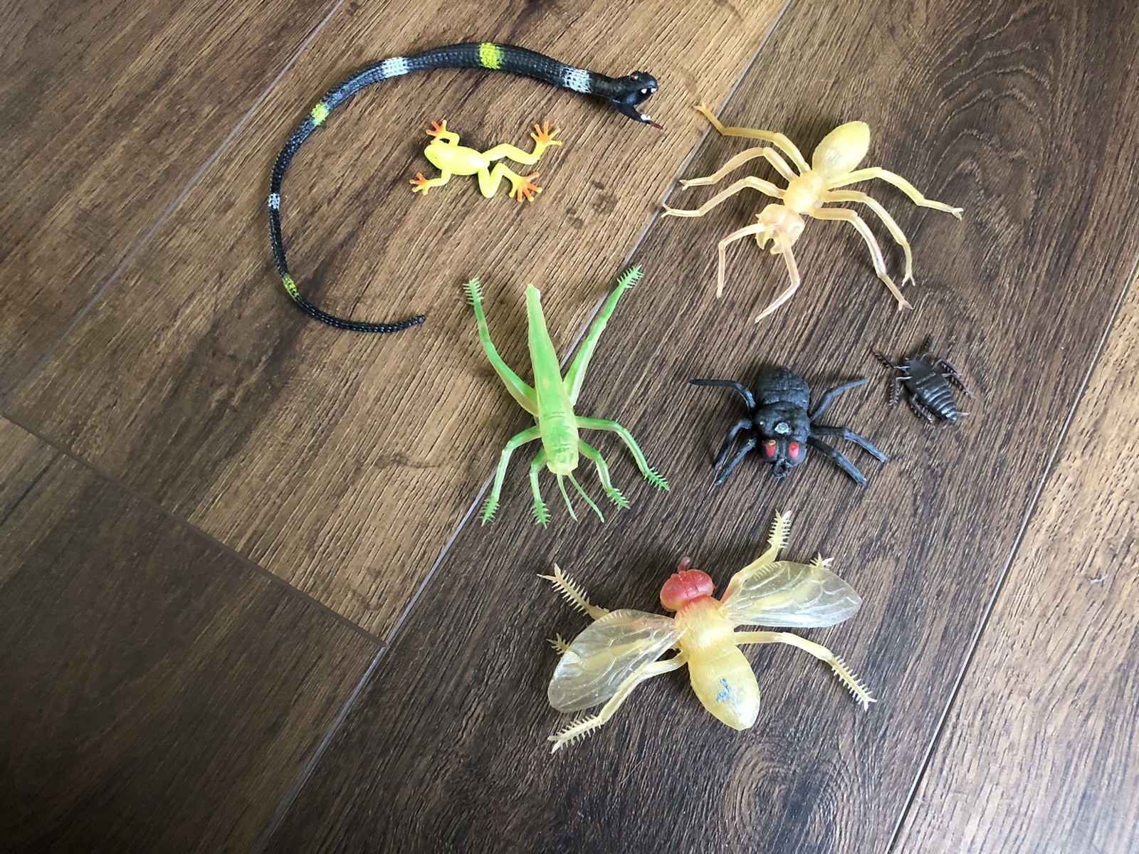 Vintage 90s Rubber Toy Figures Bug Spider, Fly, Snake Insects Lot Hong Kong