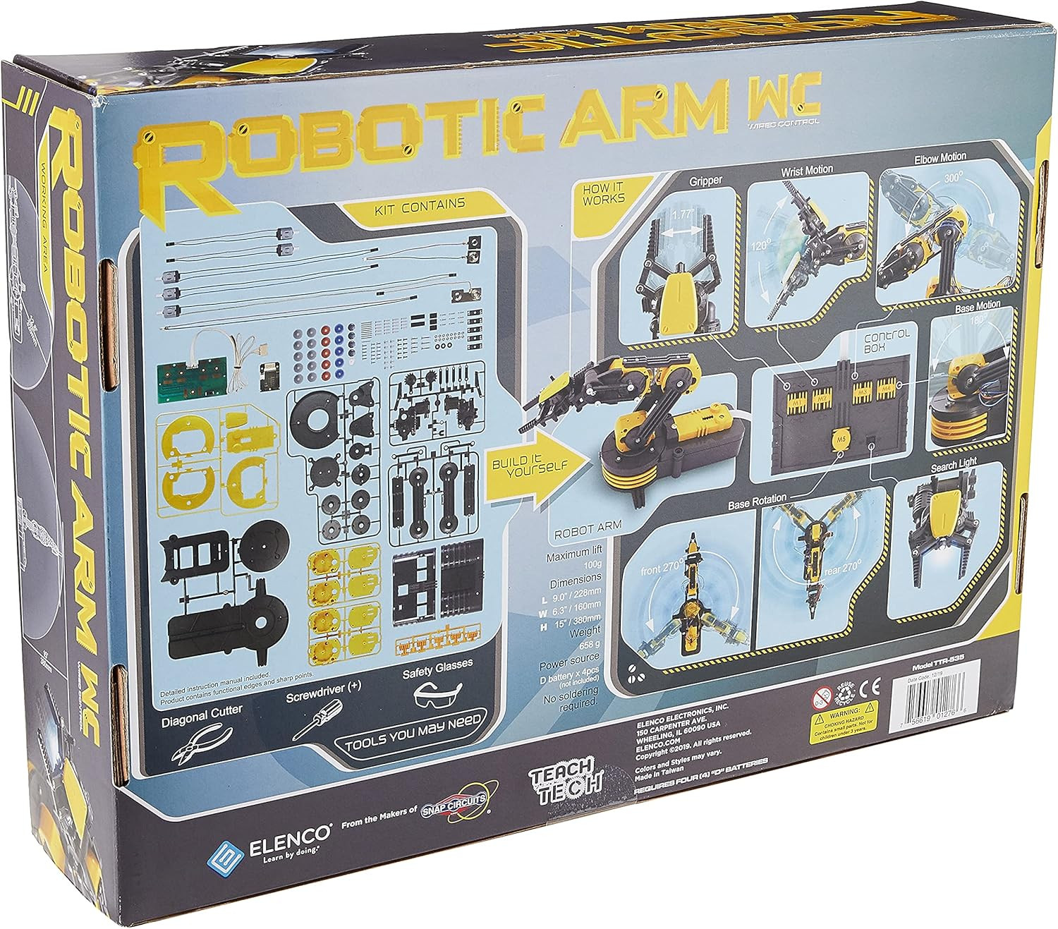 Teach Tech “Robotic Arm Wire Controlled”, Robotic Arm Kit, STEM Building Toys fo