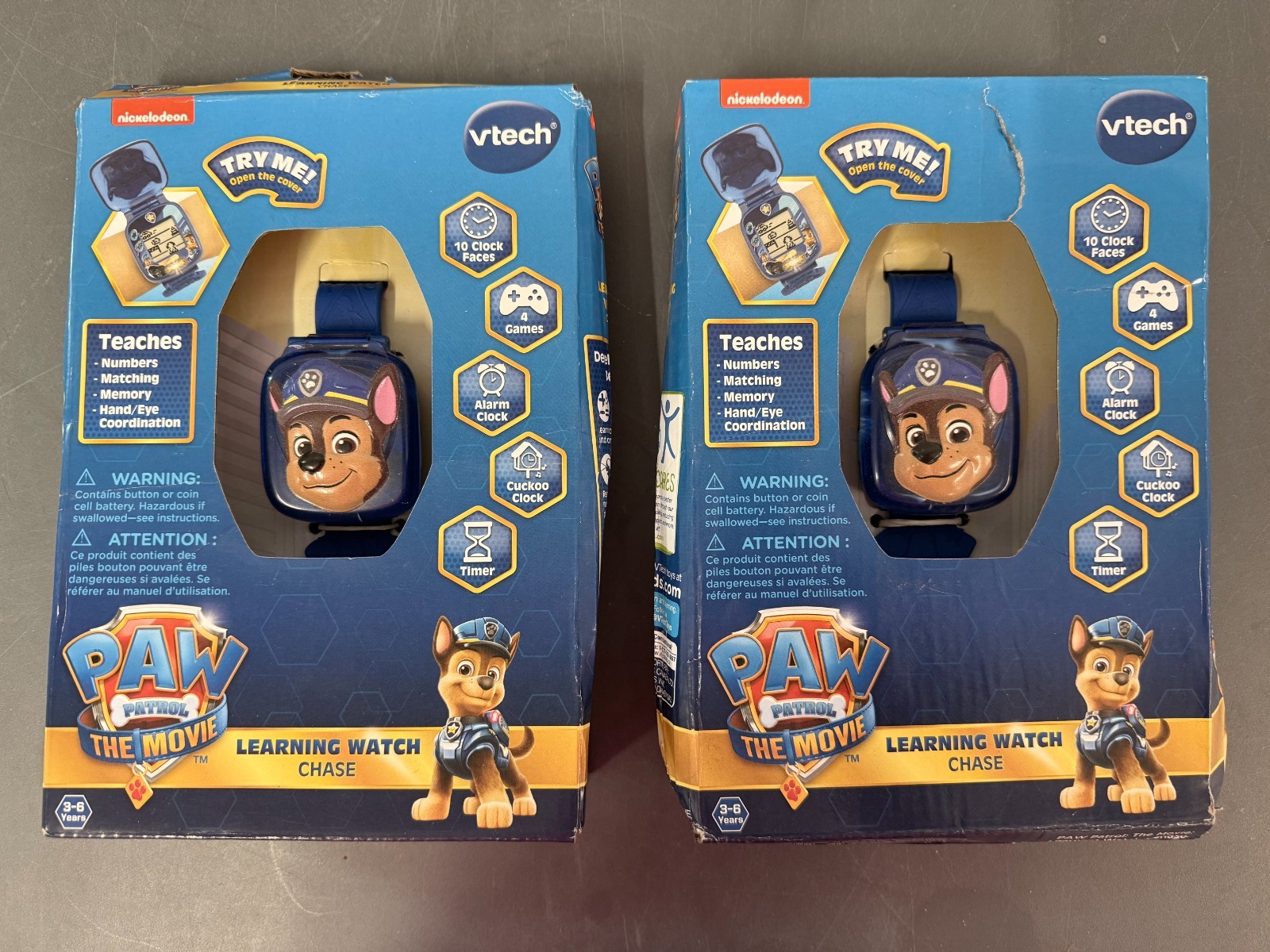 2 Blue Nickelodeon VTech PAW Patrol Movie Chase Teaching/Learning Watches #5255