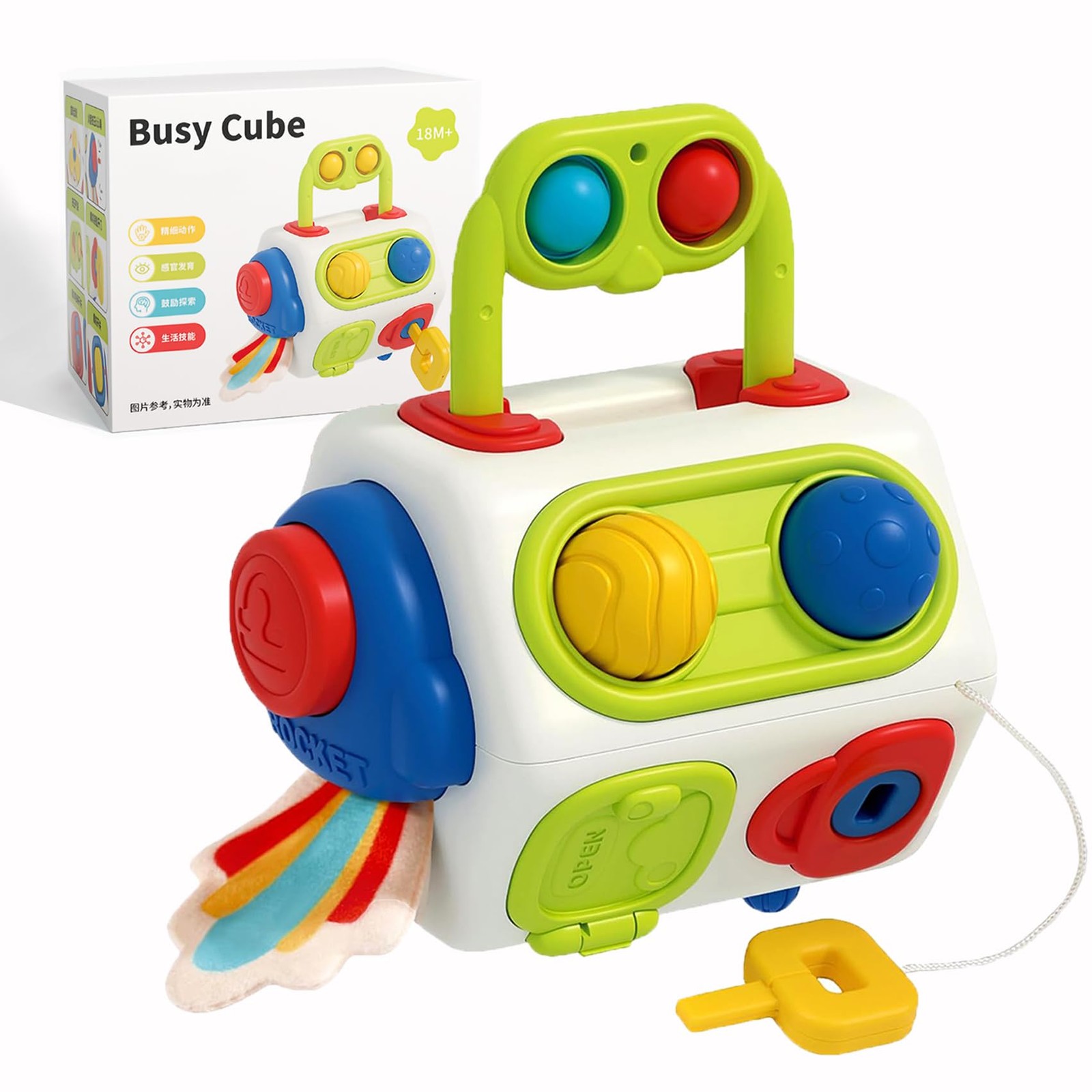 Busy Cube for Toddlers 1 Years Old, Montessori Toys 1 Medium, Multicolour