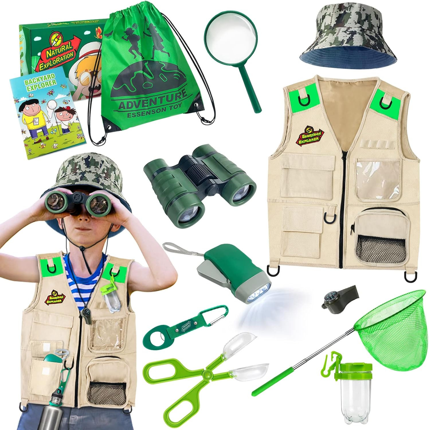 Outdoor Explorer Kit & Bug Catcher Kit with Vest, Outdoor Toy Gift for 3 4 5 6 7