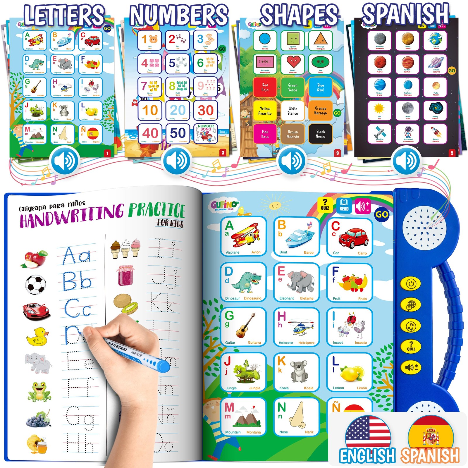 Spanish Learning for Kids: ABC Learning for Toddlers, Busy Book, Speech Thera…