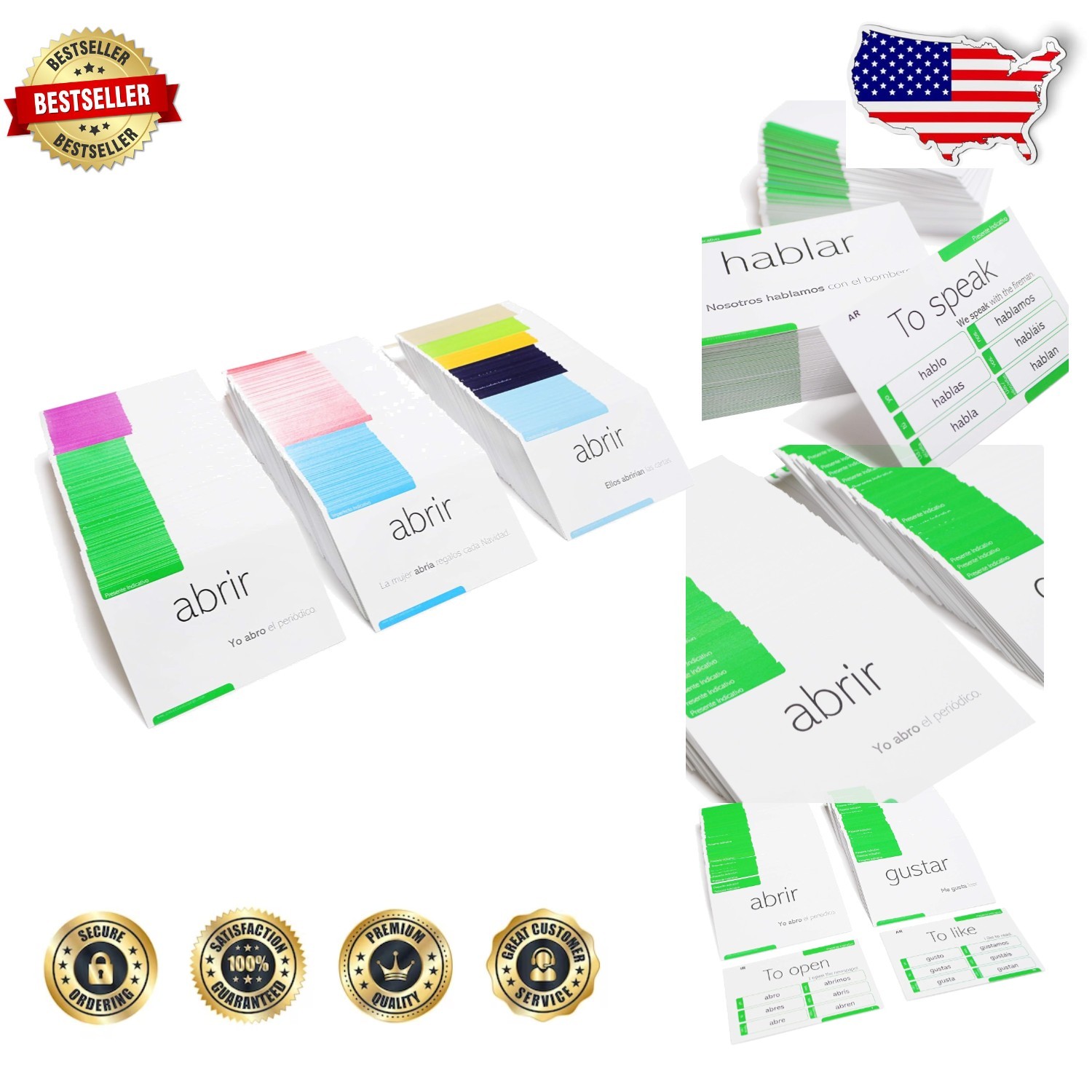 Spanish Verb Flashcards: 800 Cards, 200 Verbs, 9 Tenses, All Levels