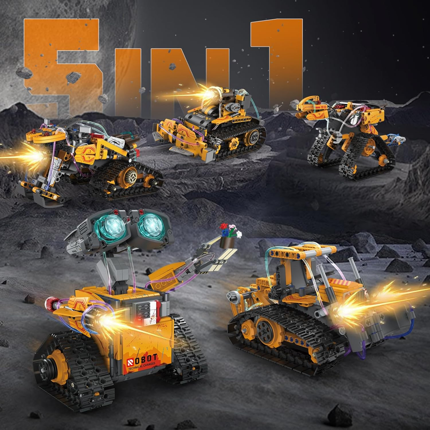 5-in-1 STEM Robot Building Kit for Kids – Remote & App-Controlled Fun!