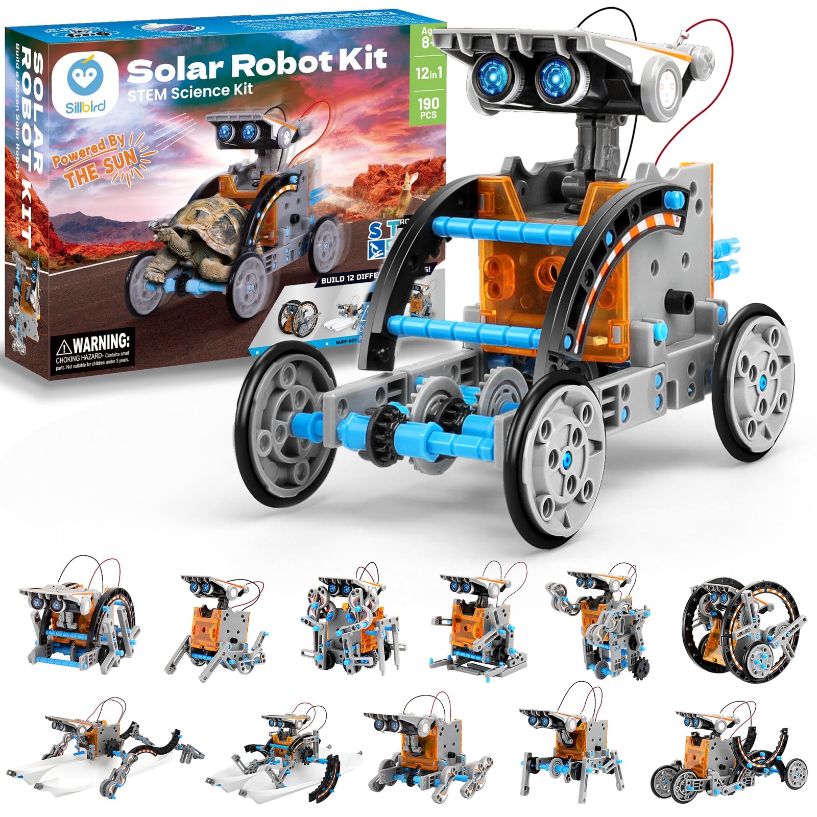 Sillbird 12-in-1 Solar Robot Building Kit STEM Gift for Boys Aged 8-13 DIY Sc…