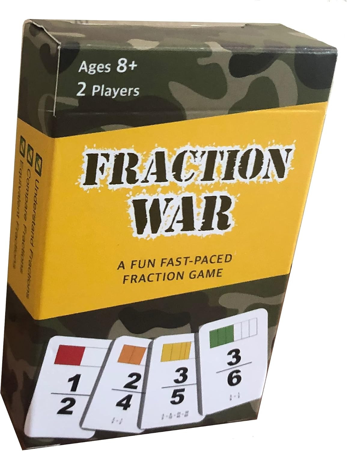 Fraction War Math Game Learn Compare Simplify Fractions 2nd-5th Grade 1 Pack