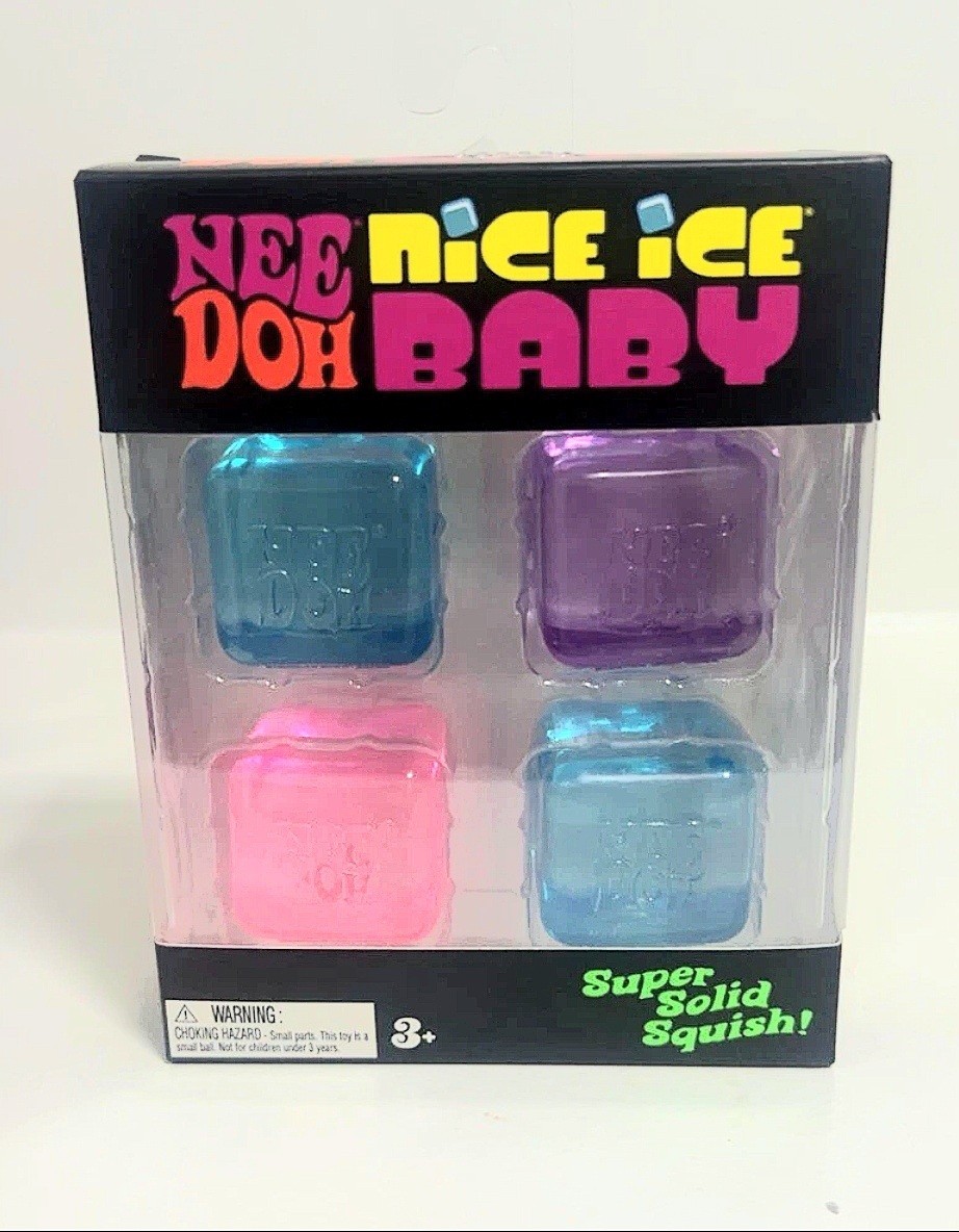 NeeDoh Nice Ice Baby 4 pack, Set of Four Nee Doh Mini Nice Cube Pink Blue Purple