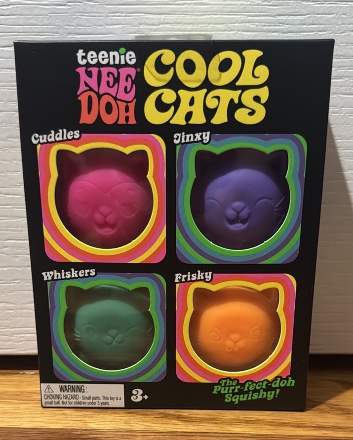 NeeDoh Teenie 4 Pack Nee Doh Cool Cats Pack of Four New Sealed