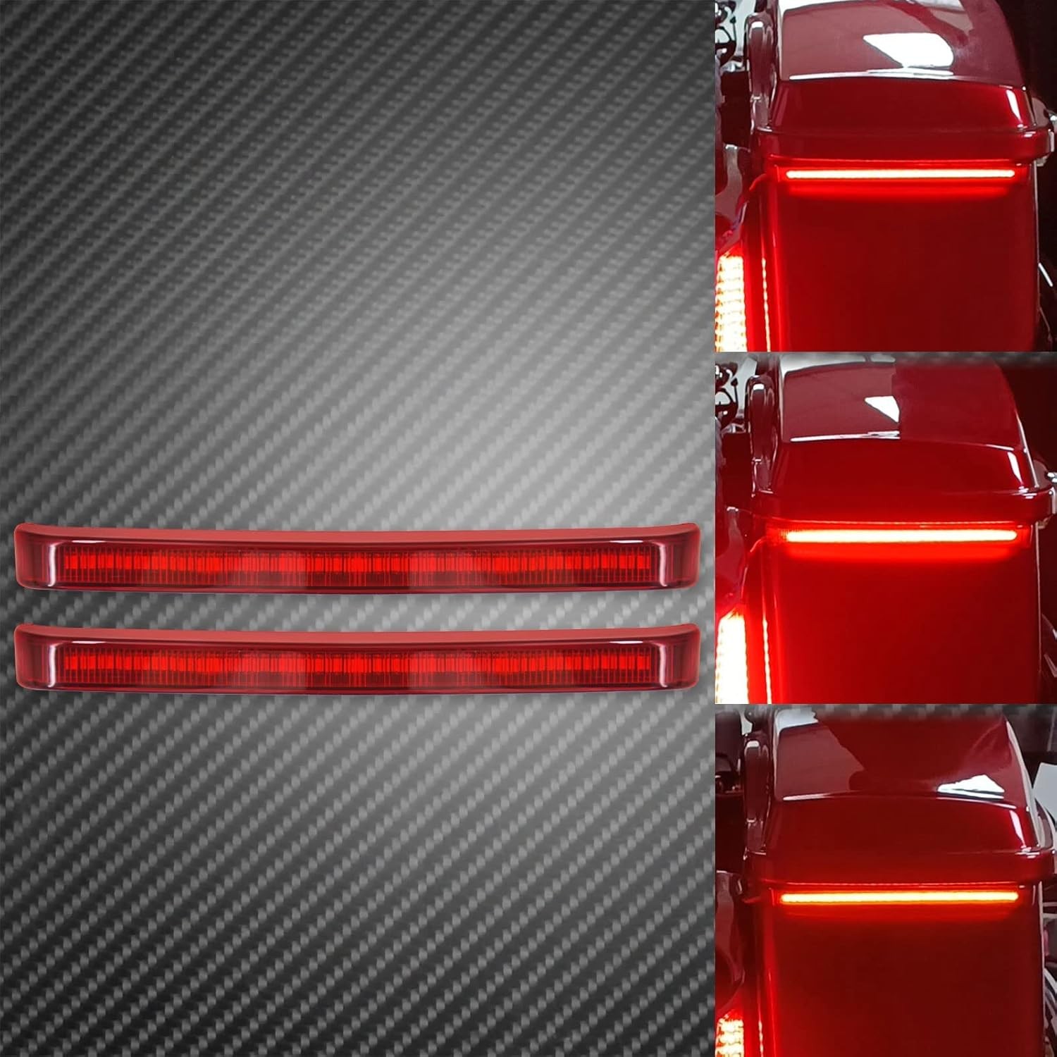 Motorcycle Saddlebag Tail Light LED Sequential Running Brake Turn Signal Lamp