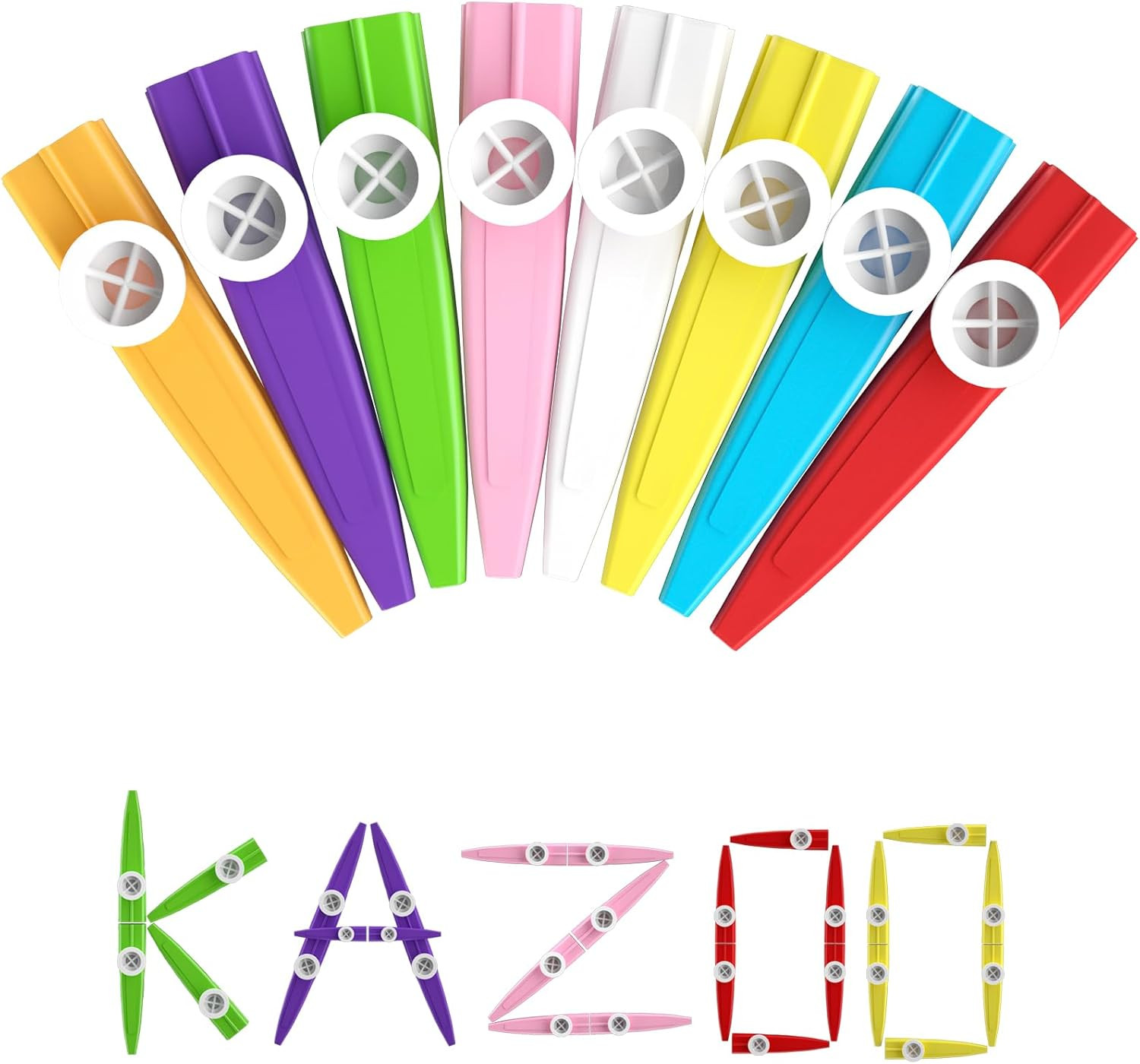 160 Pcs 8 Colors Plastic Kazoos Bulk for Kids, Sets for Christmas Party, Early C