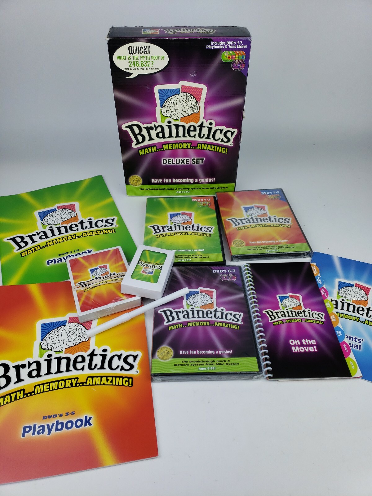 BRAINETICS DELUXE SET DVD’s 1-7 Math Memory AGES 9-99 Partly Sealed