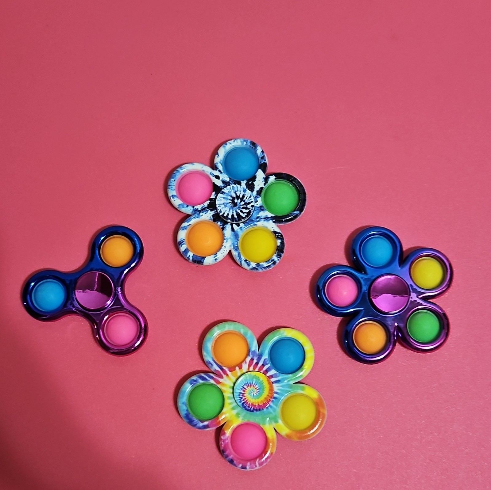 Multicolor Pop It Fidget Hand Spinner Toy Lot Set – Multicolor Spinners