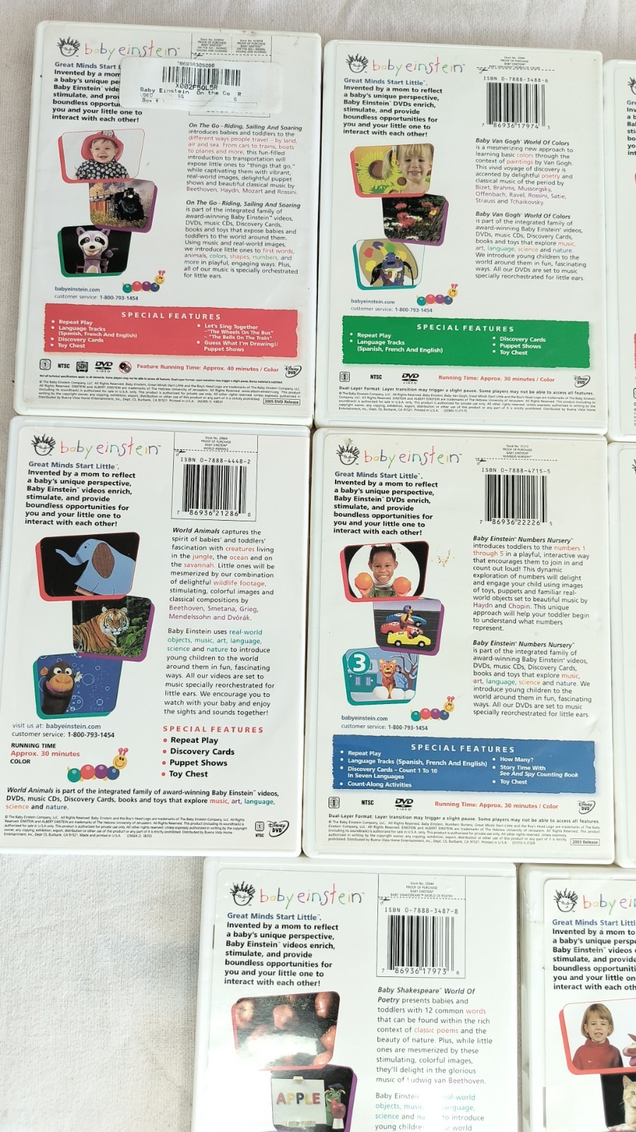 Disney Baby Einstein Learning DVD Lot Of 8 For 1 Year Old Plus