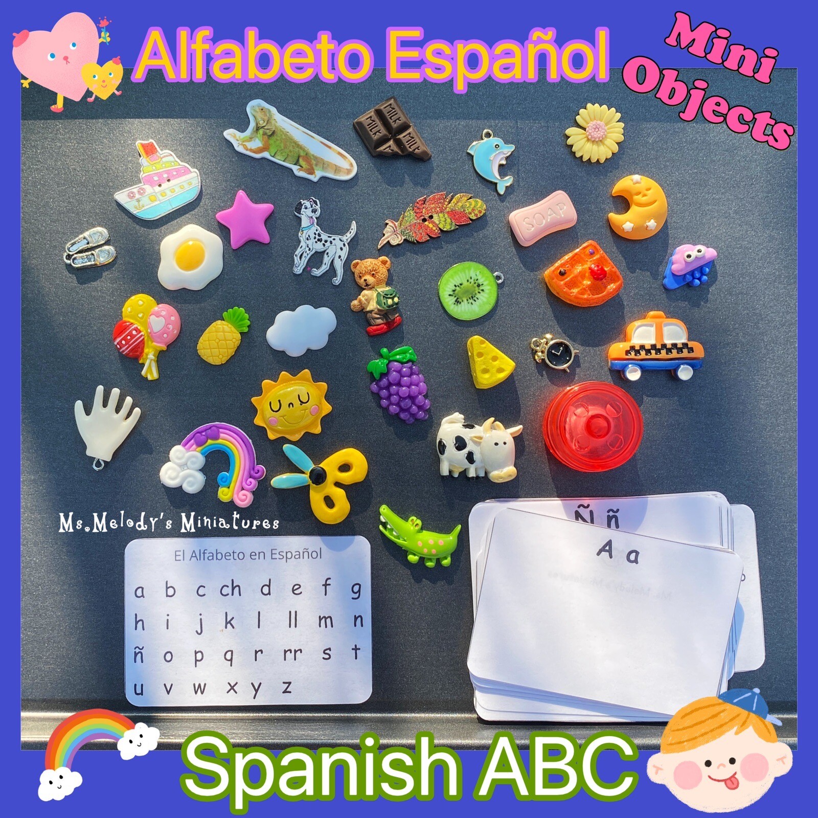 Spanish ABC Mini Objects Beginning Letter Sounds Phonics Montessori Sound Box