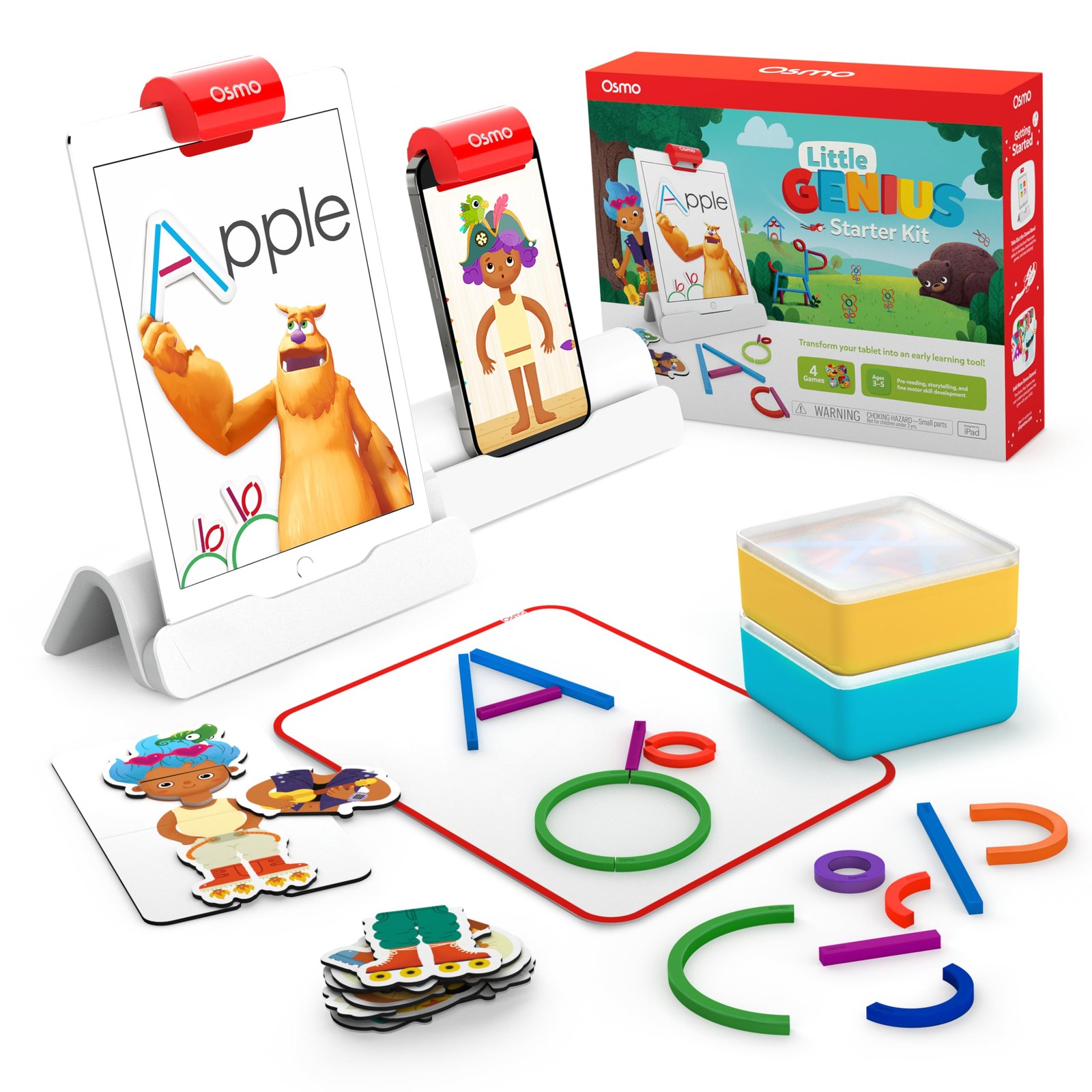 Osmo – Little Genius Starter Kit For Ipad Iphone – 4 Hands-On Learning Games –